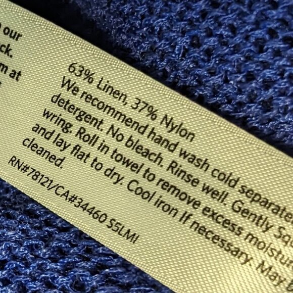 Eileen Fisher Knit Linen Blend Open Cardigan Lightweight Cobalt Blue Preppy - Picture 6 of 7